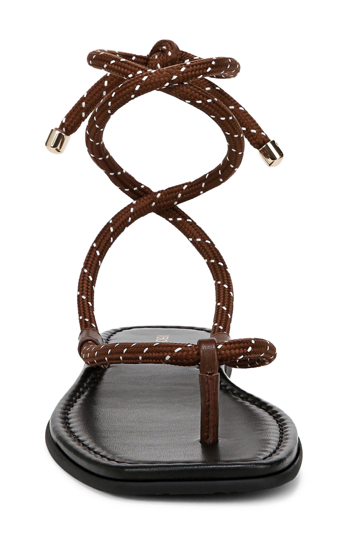 Veronica Beard Carmina Ankle Wrap Sandal, Alternate, color, Cedar/ Coconut