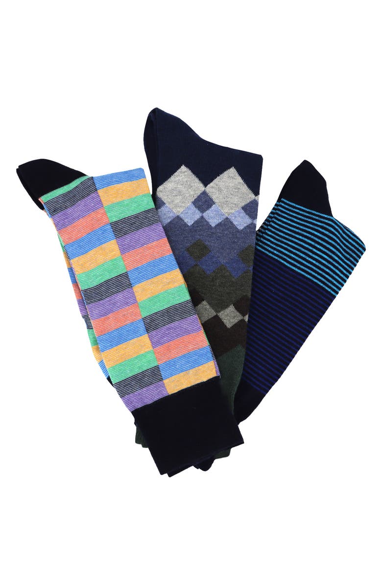 Lorenzo Uomo Assorted Crew Socks - Pack of 3, Main, color,