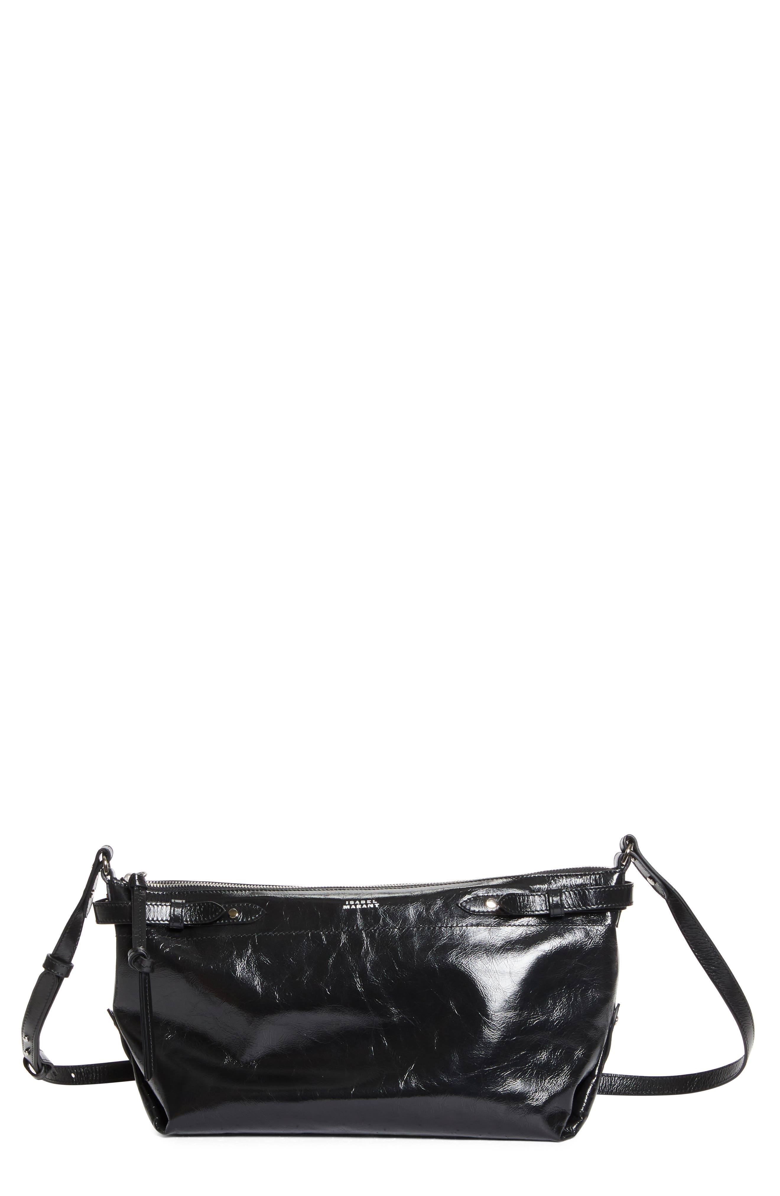 Isabel Marant Winna Leather Crossbody Bag, Main, color, Black