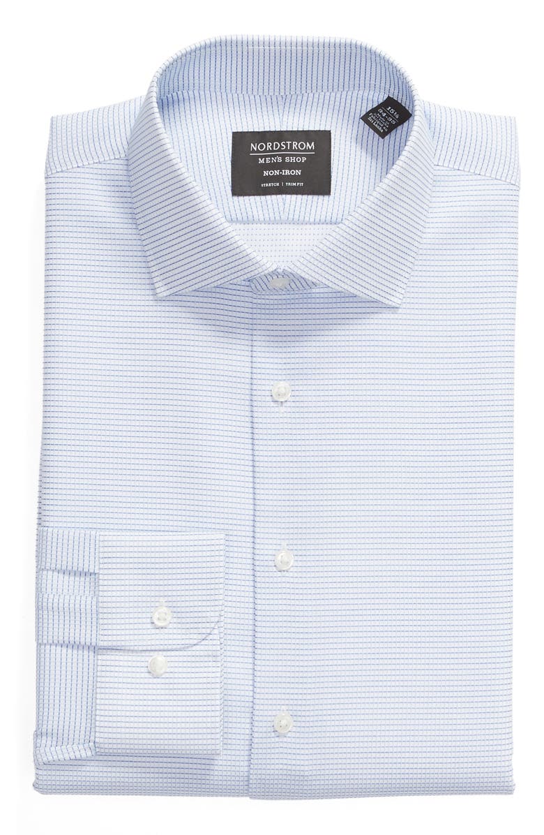 NORDSTROM MEN'S SHOP Trim Fit Stretch Non-Iron Check Dress Shirt, Alternate, color,