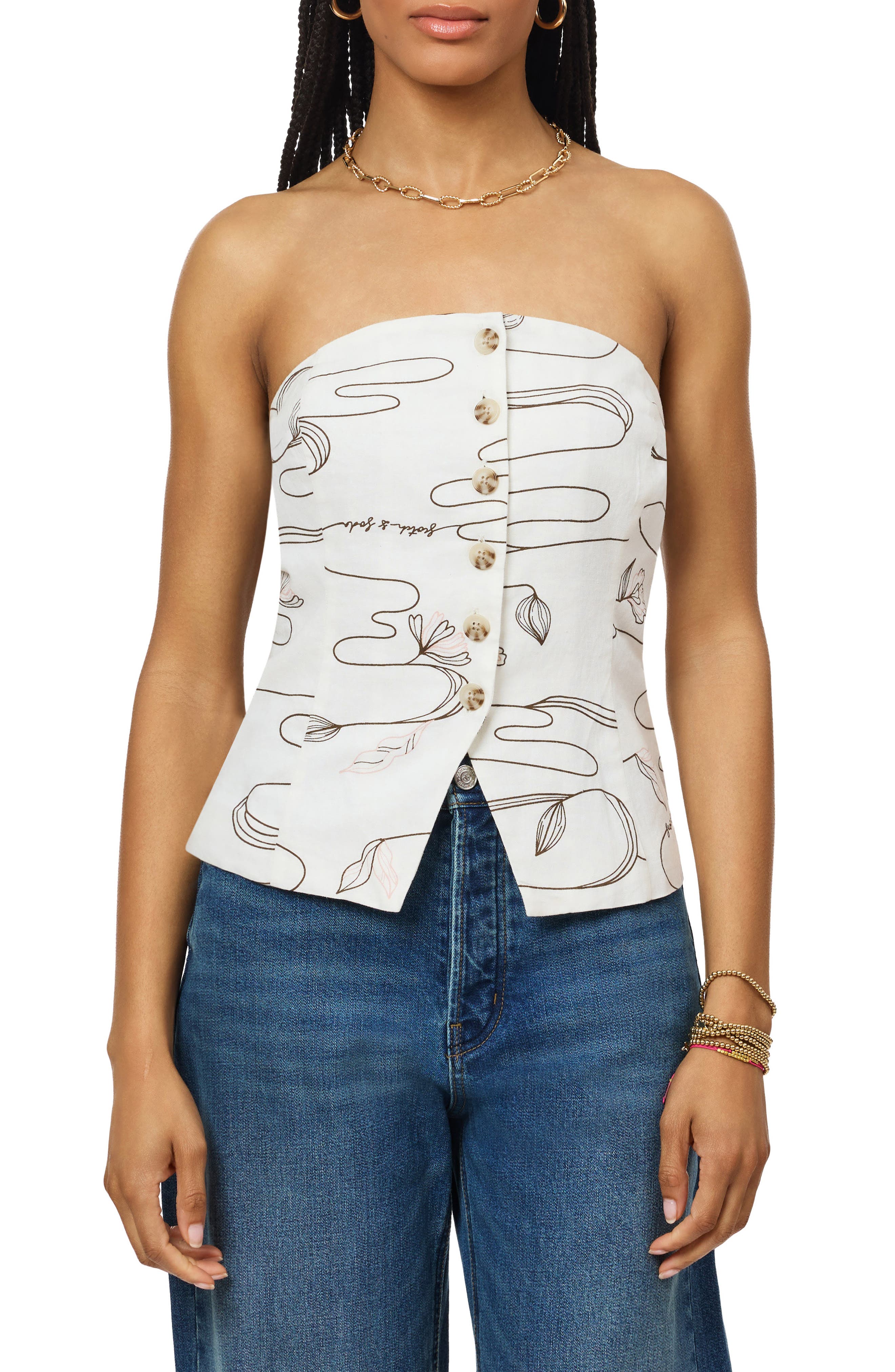 Scotch & Soda Strapless Button Vest
