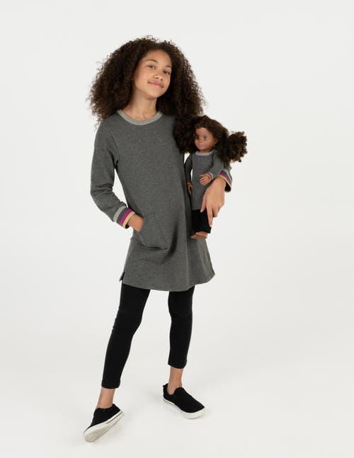 Leveret Girls Sweatshirt Dress With Matching Doll Dress In Gray