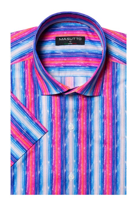 Barella Print Button-Up Short Sleeve Shirt