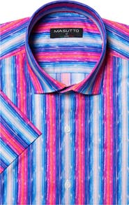 MASUTTO Barella Print Button-Up Short Sleeve Shirt