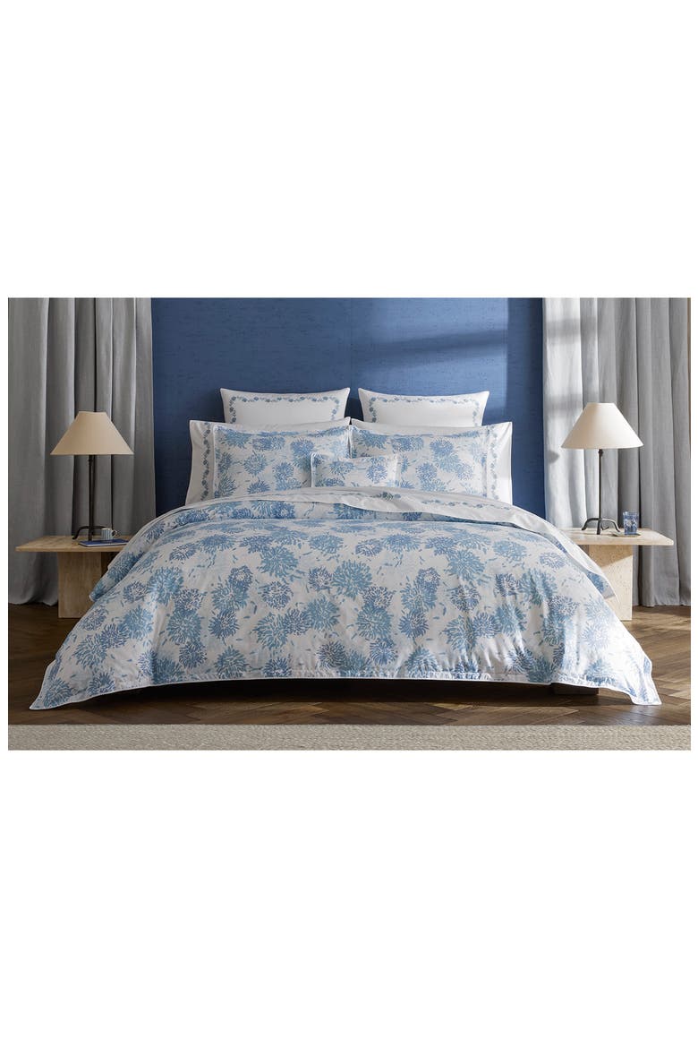 Chrysanthemum 500 Thread Count Flat Sheet, Alternate, color, BLUE