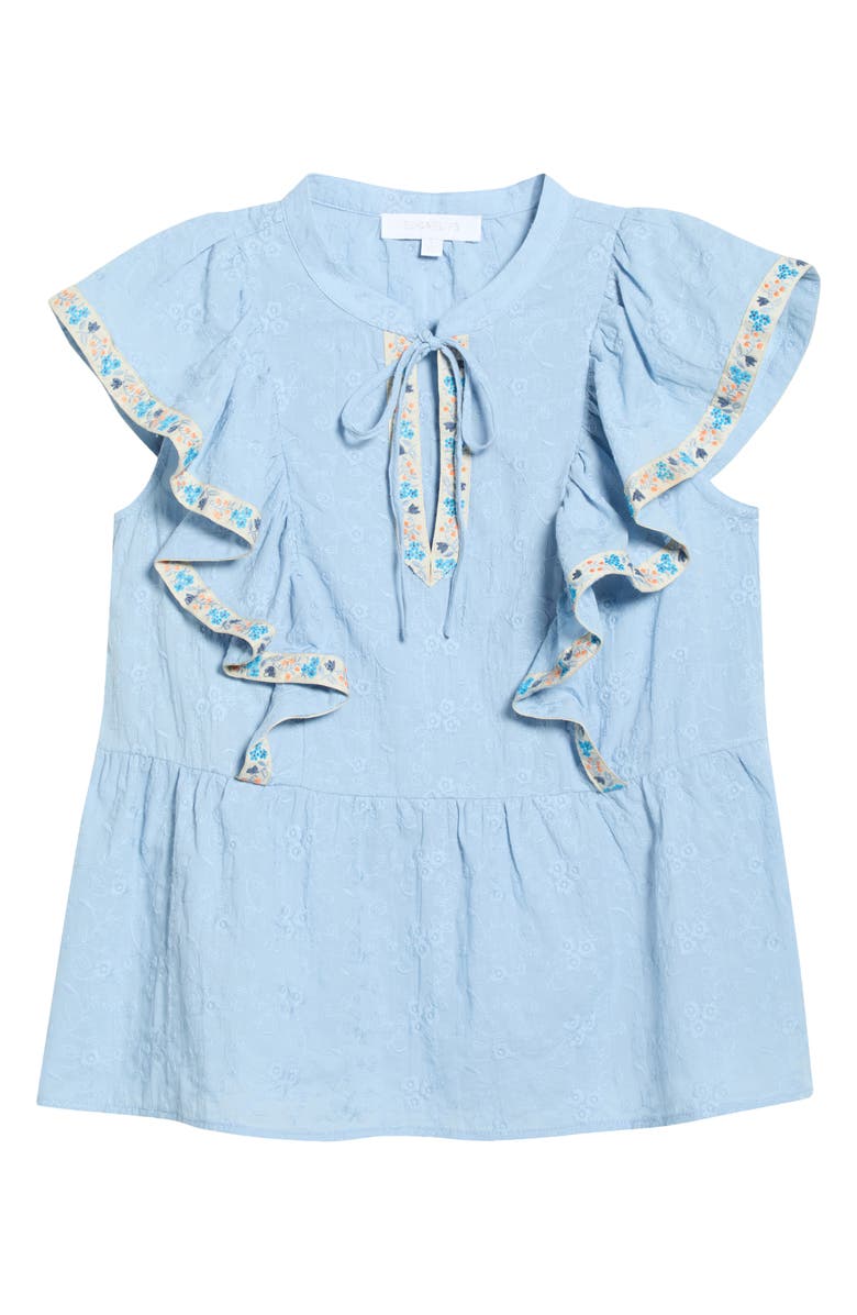 SUGARLIPS Marcy Floral Ruffle Trim Split Neck Top, Main, color, 