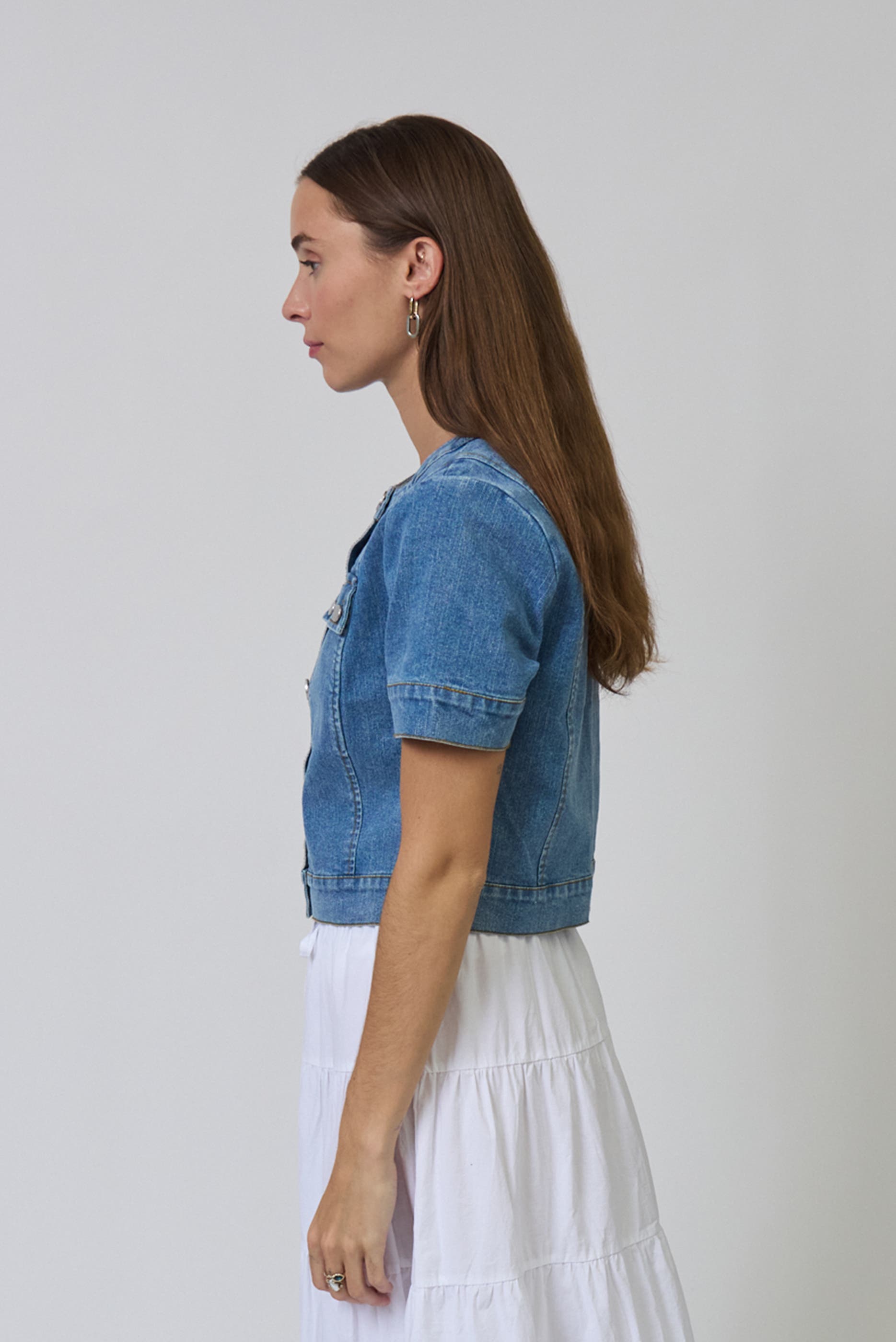 Serena Short Sleeve Denim Jacket - image 2