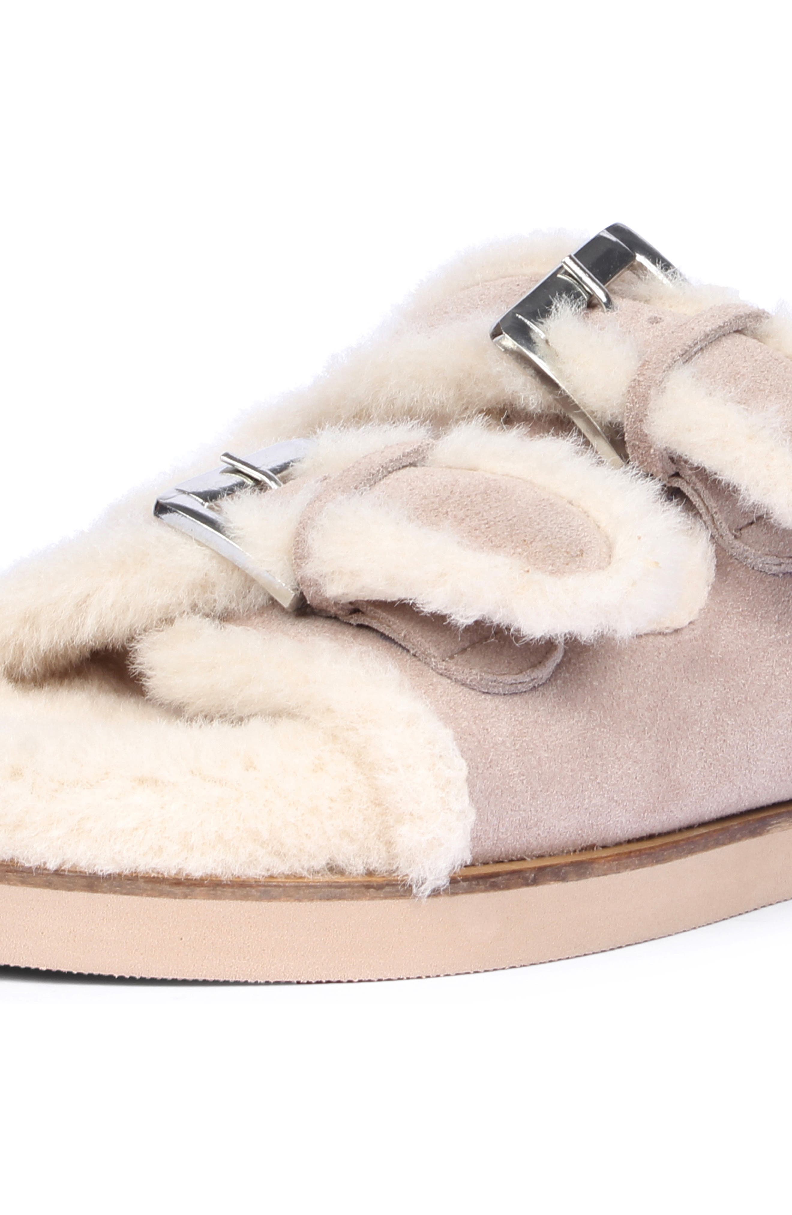 SAINT G Oleander Faux Fur Slide Sandal, Alternate, color, Taupe