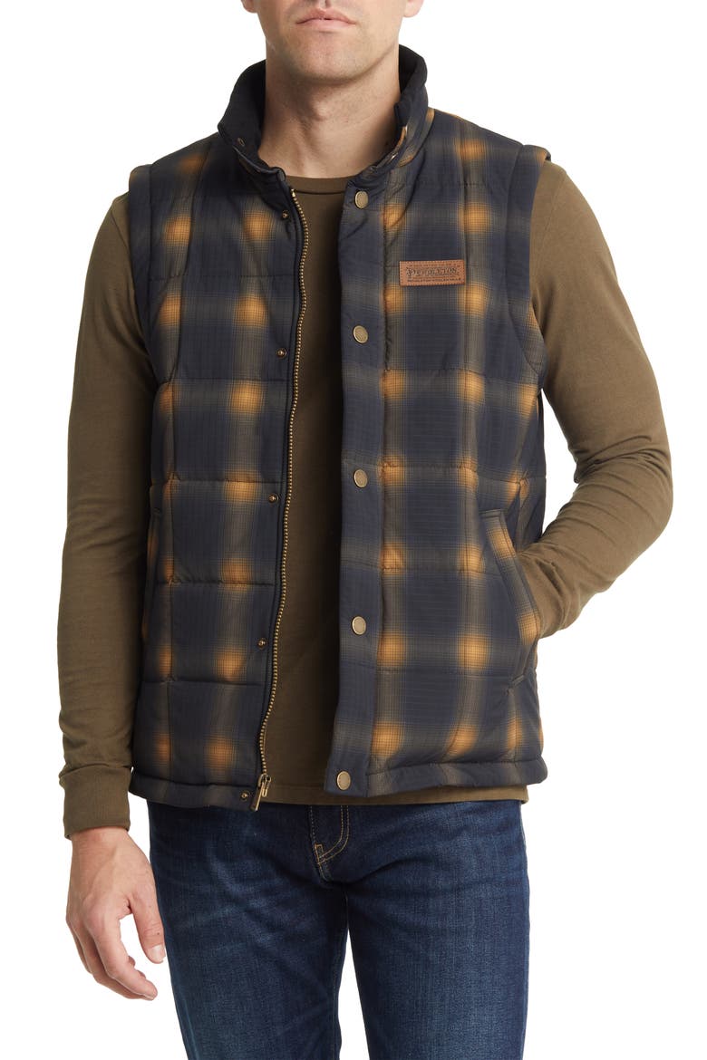 Cody Plaid Quilted Vest, Main, color, NAVY/ GOLD PLAID