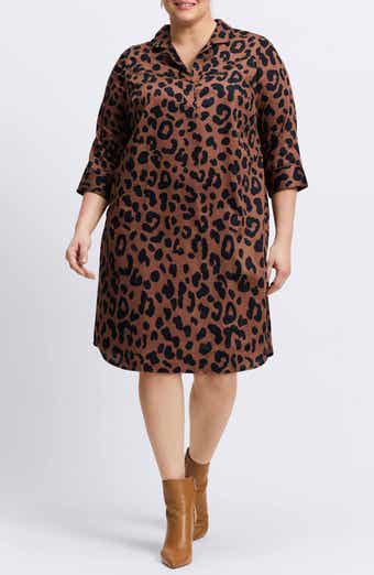 Foxcroft Sloane Animal Print Popover Shirtdress