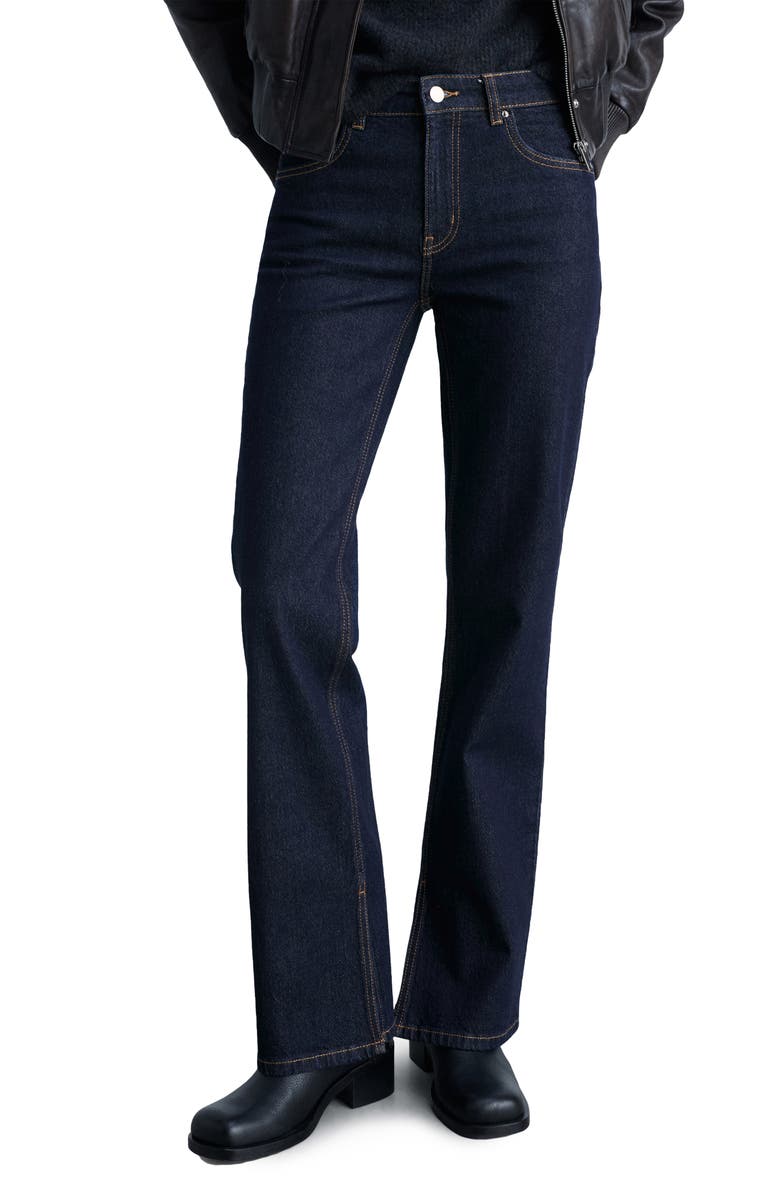 MANGO Elle Split Hem Flare Leg Jeans, Main, color, Dark Blue