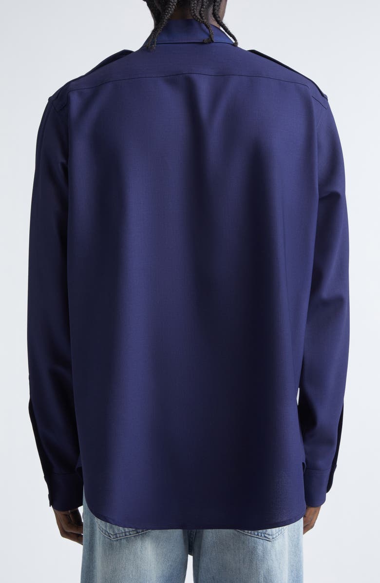 Maison Margiela Pressed to Death Wool Button-Up Shirt, Alternate, color, Navy