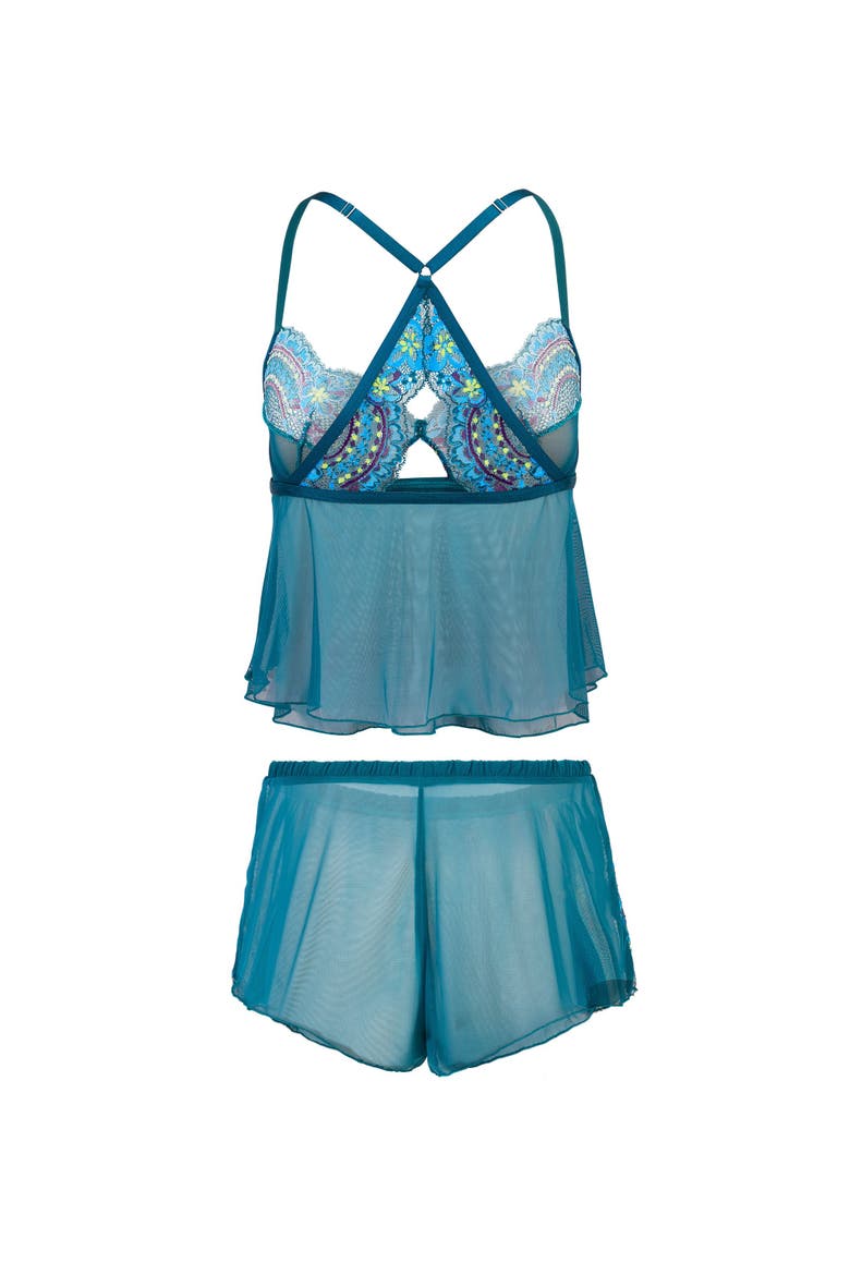 Blake Camisole & Shorts Set Lingerie, Alternate, color, Floral blue