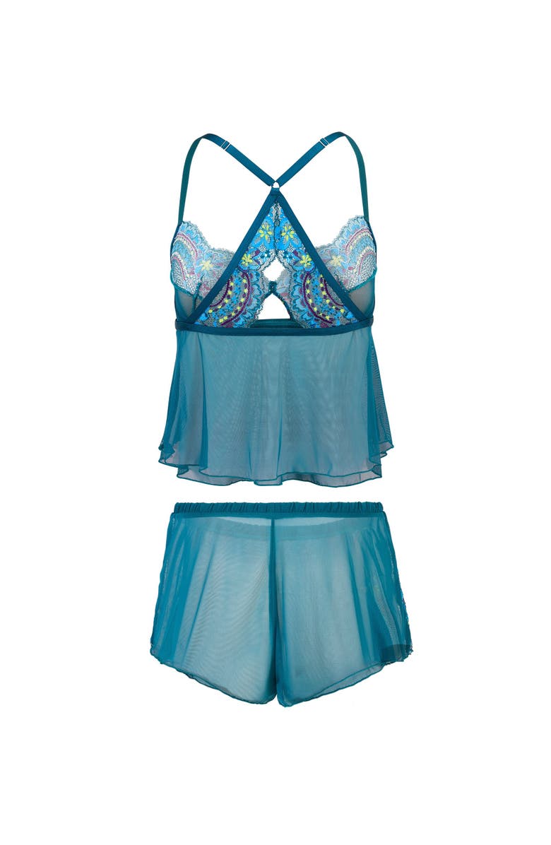 Adore Me Blake Camisole & Shorts Set Lingerie, Alternate, color, Floral Blue