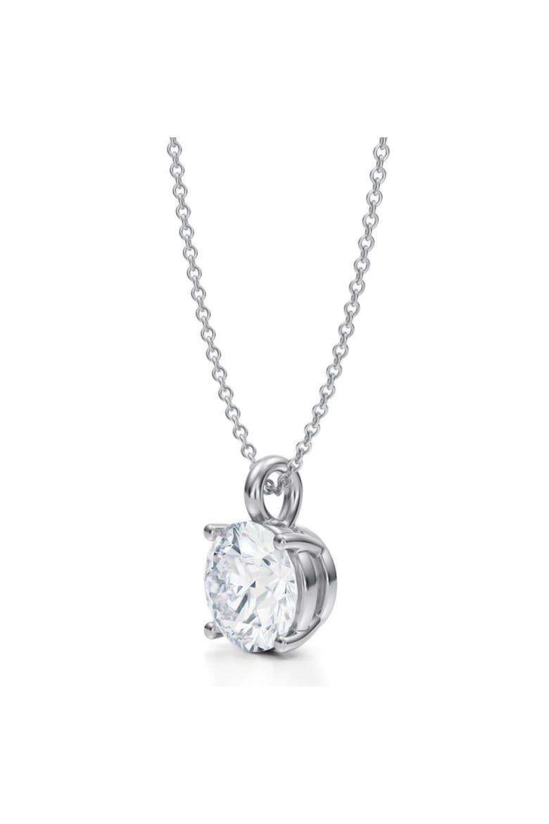 Round Solitaire Lab Diamond Pendant Necklace 14K 2.50ct, Alternate, color, White Gold