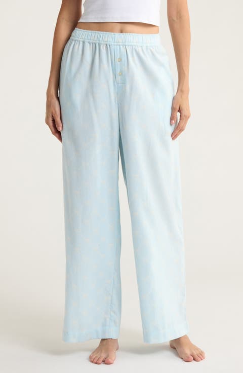 Print Flannel Boxer Pajama Pants