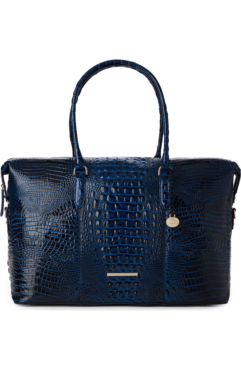 Brahmin Duxbury Croc Embossed Leather Weekend Bag, Main, color, Anchor