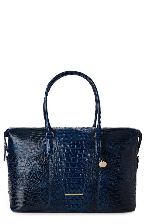 Duxbury Croc Embossed Leather Weekend Bag