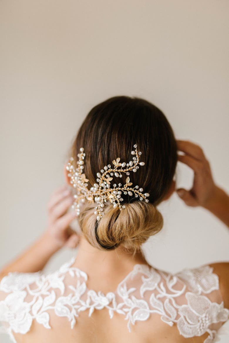 Indie Bridal Comb, Main, color, Gold