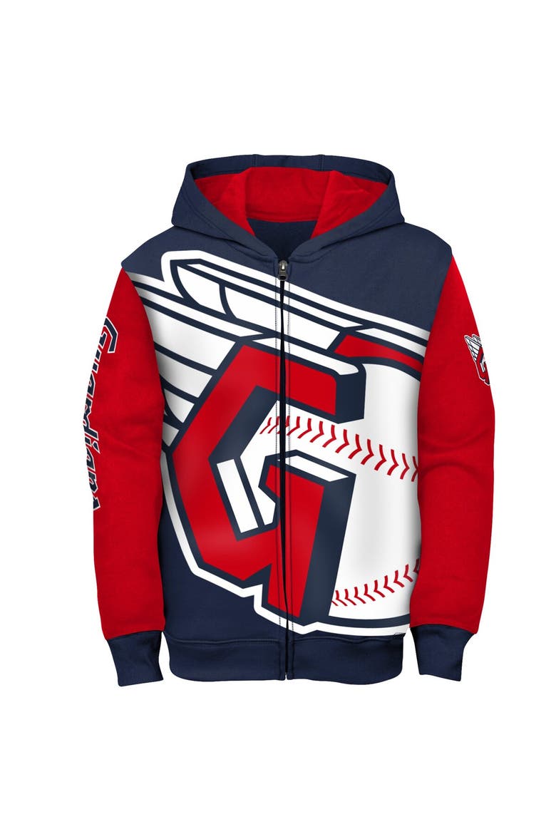 Youth Fanatics Branded Navy/Red Cleveland Guardians Postcard Full-Zip Hoodie Jacket, Alternate, color, Navy
