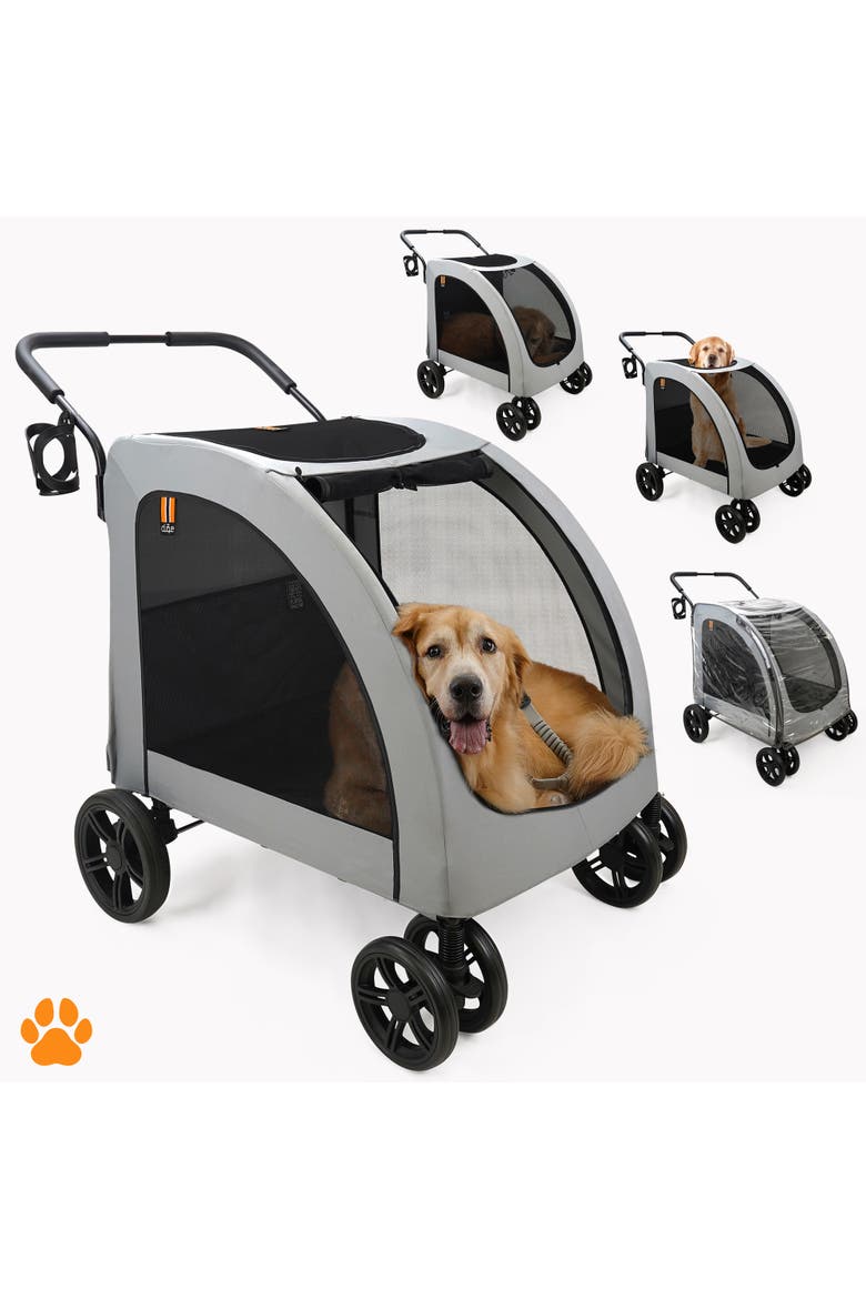 Chester Raincover Pet Stroller, 110 Pound Capacity, Alternate, color, Gray