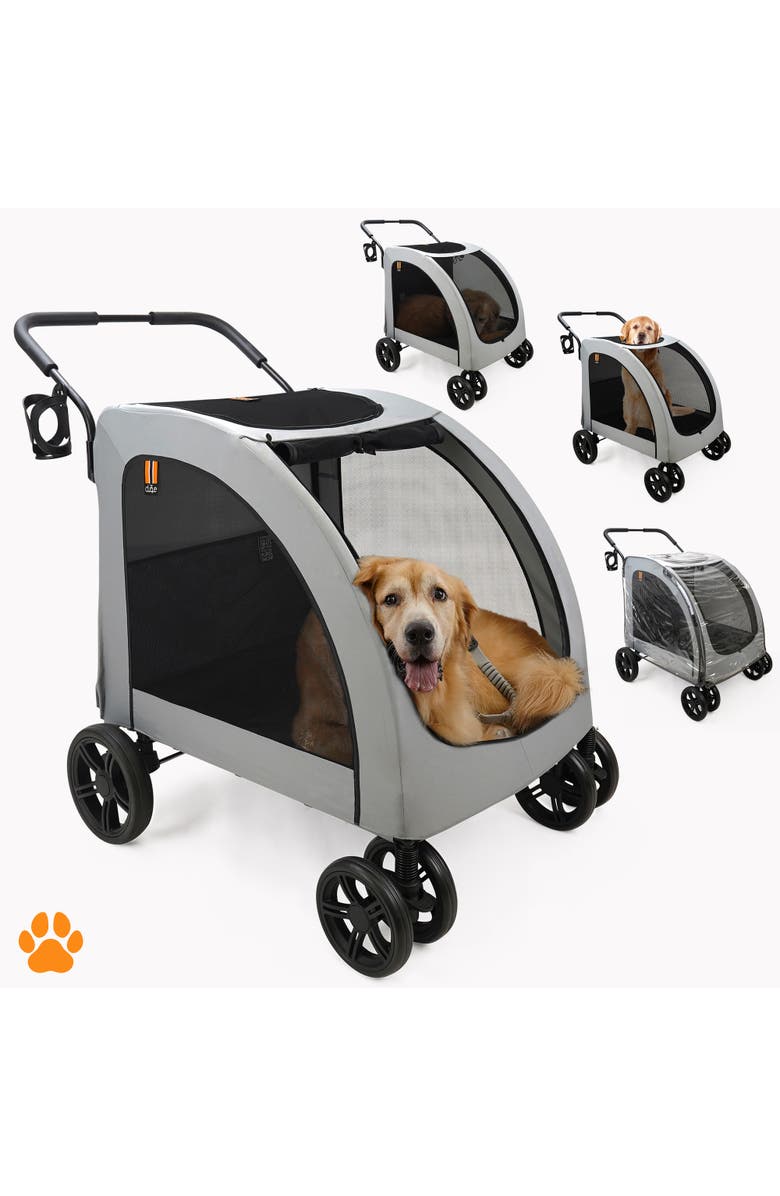 My Duque Chester Raincover Pet Stroller, 110 Pound Capacity, Alternate, color, Gray