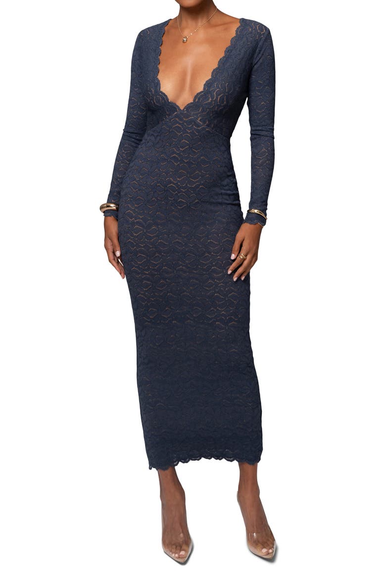 Reunited Lace Long Sleeve Maxi Dress, Main, color, BLUE