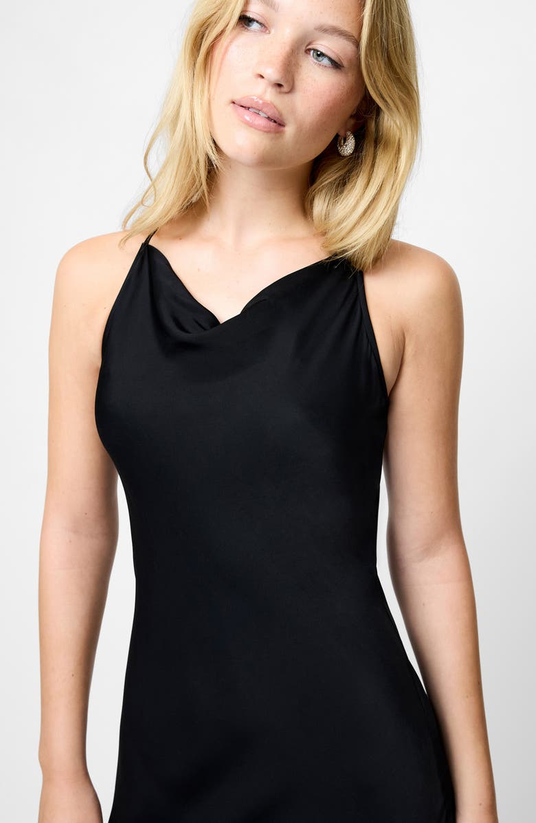 French Connection Ennis Cowl Neck Satin Maxi Dress, Alternate, color, Black