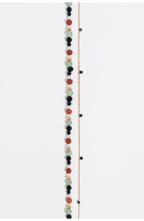Bimba Y Lola Double-layer Heart Logo Chain Stones Necklace In Multi