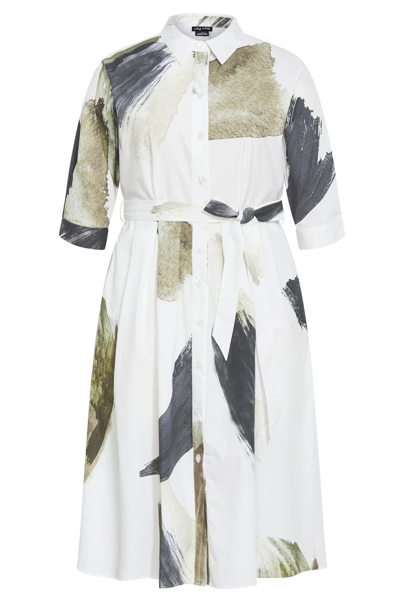 City Chic Angel Belted Cotton Shirtdress, Alternate, color,