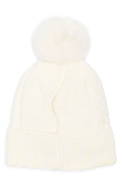 Nanette Lepore Scattered Embellished Faux Fur Pompom Beanie In Neutral