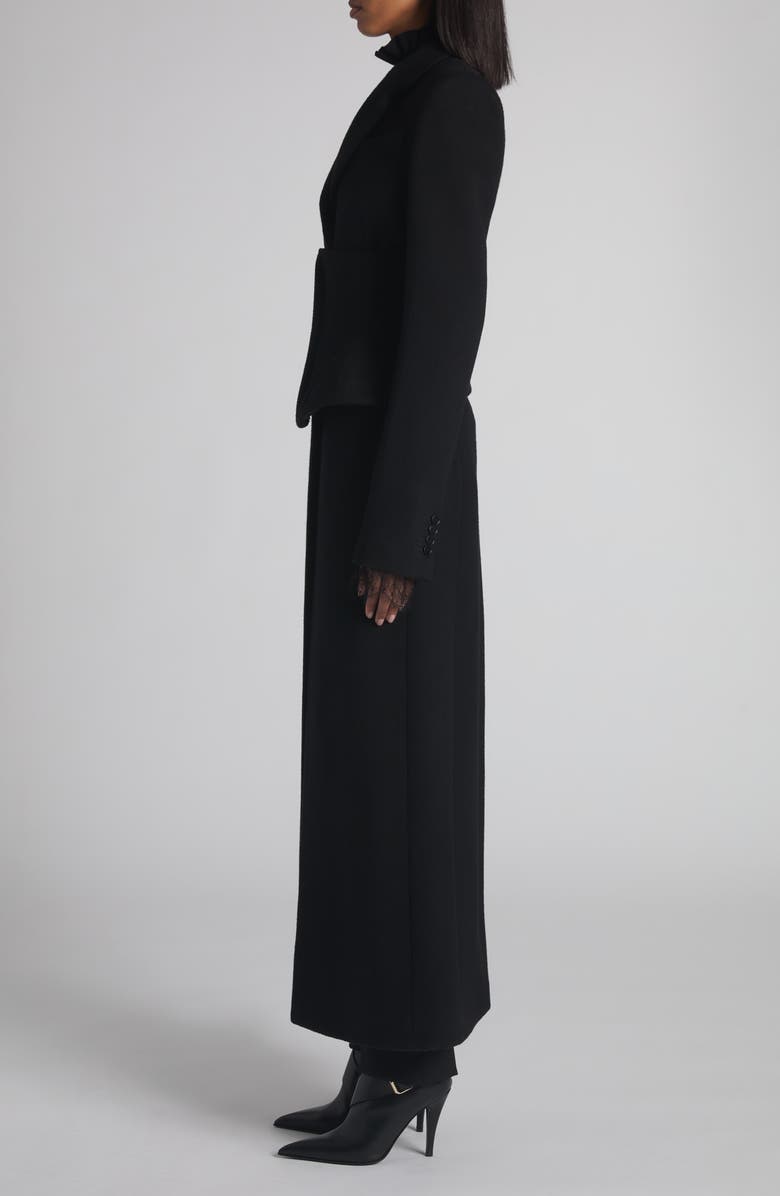 McQueen Corset Detail Wool & Cashmere Longline Coat, Alternate, color, Black