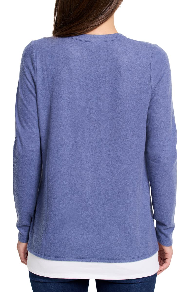 NZT by NIC+ZOE Cozy Mixed Media Layered Top, Alternate, color, Cornflower
