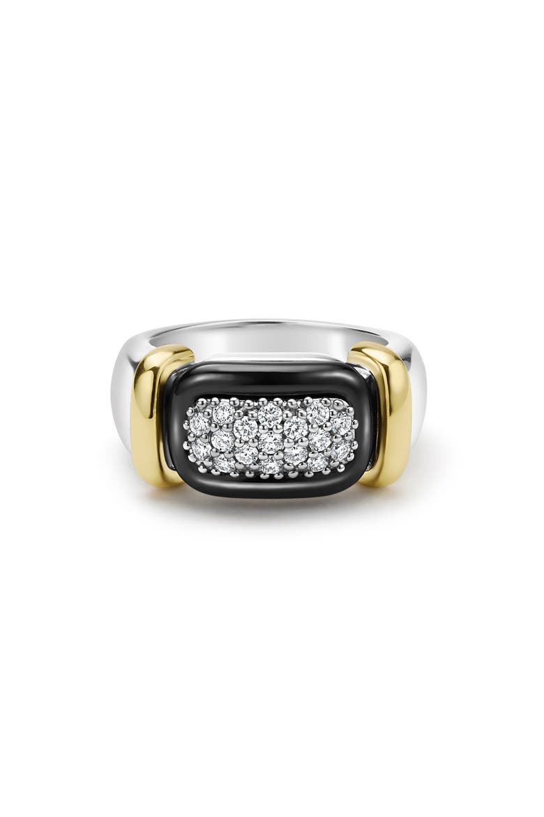 Two-Tone Black Ceramic Diamond Ring, Alternate, color, TWO TONE