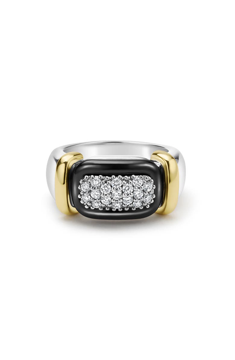 LAGOS Two-Tone Black Ceramic Diamond Ring, Alternate, color, Two Tone