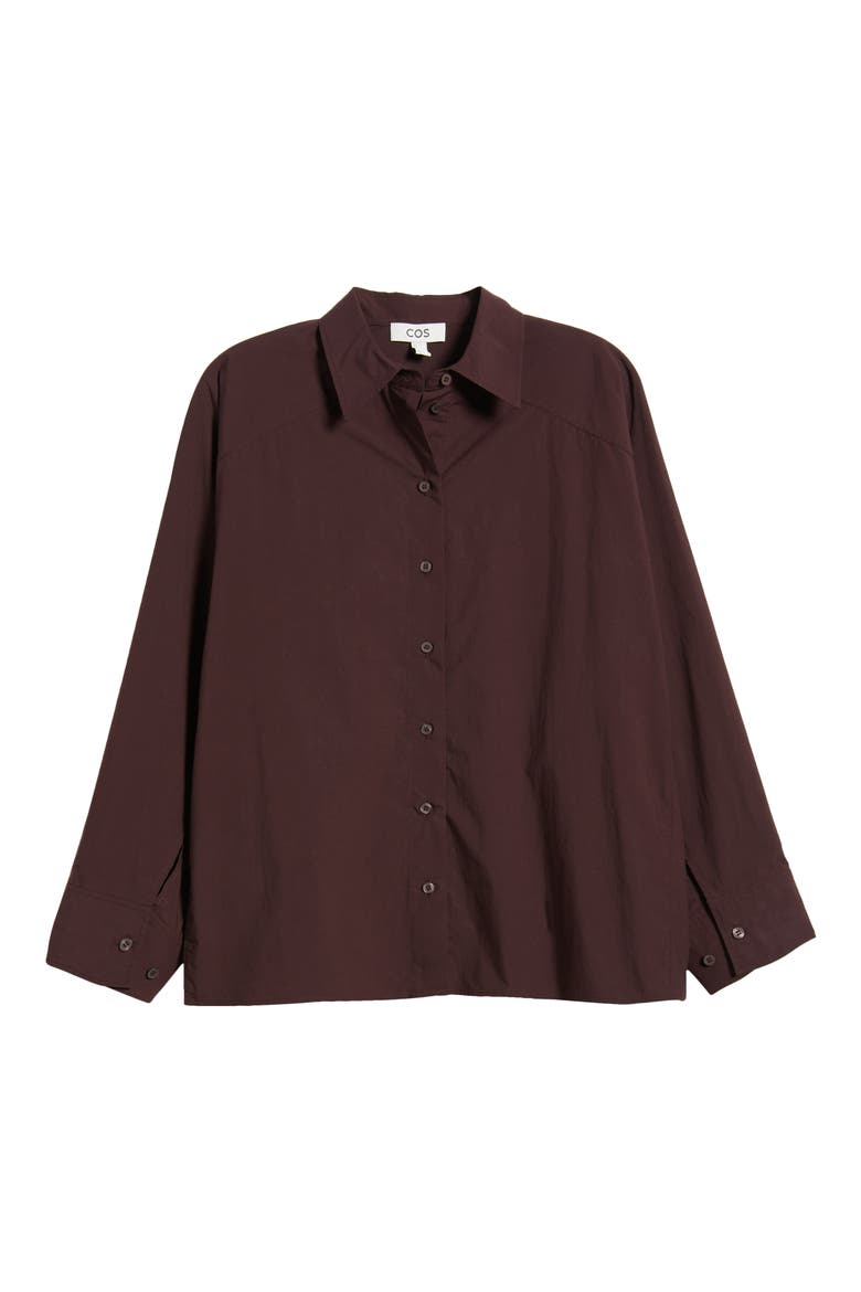 Cotton Button-Up Shirt, Alternate, color, RED DARK