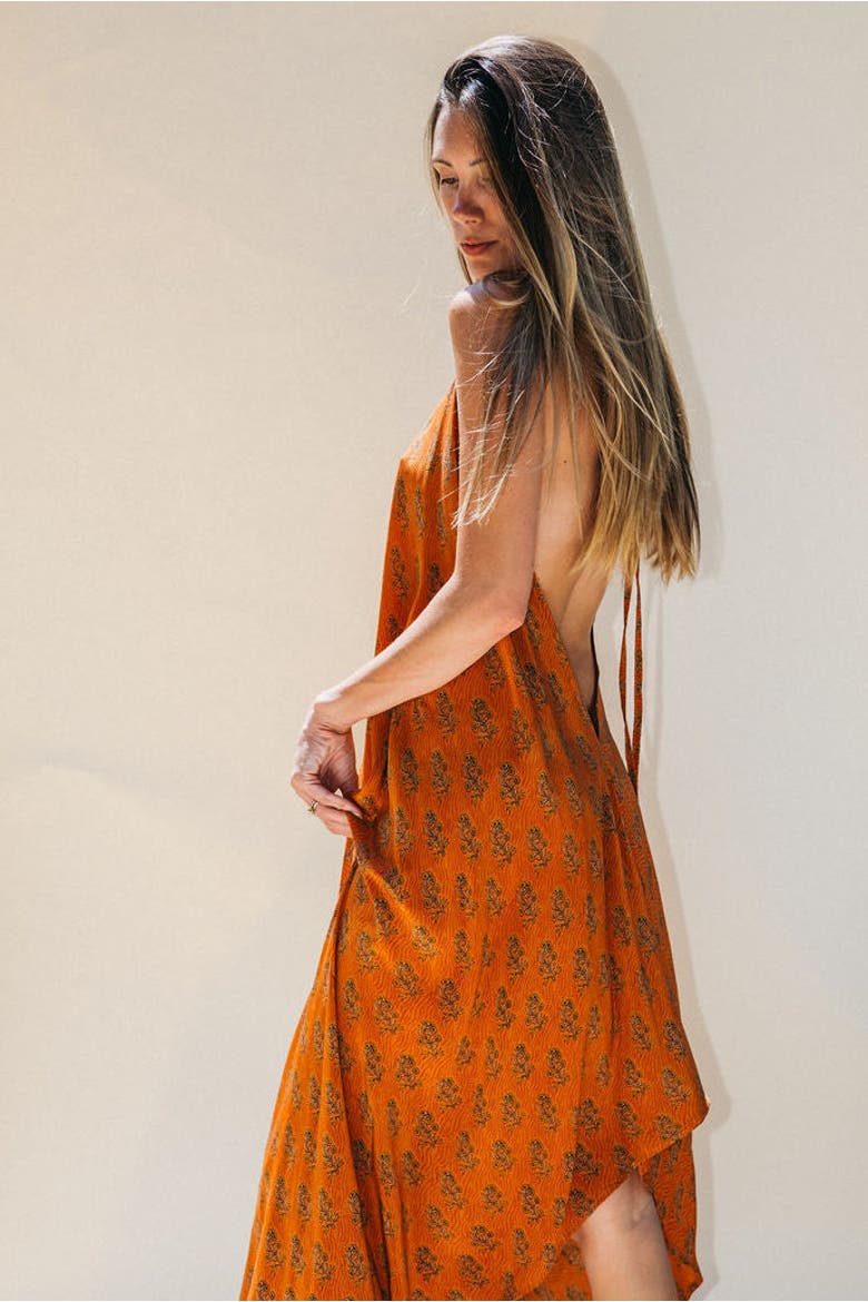 Classic Silk Dress Hope, Alternate, color, Orange