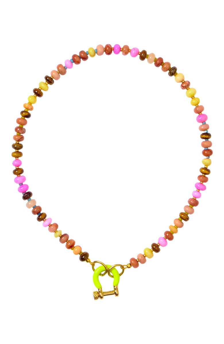 SHOP SPICY DAN Chikin Mixed Gemstone Gold Plated Necklace, Main, color, Mixed Gemstone