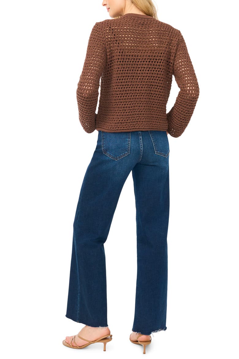 Open Stitch Button Front Cardigan, Alternate, color, CARAFE