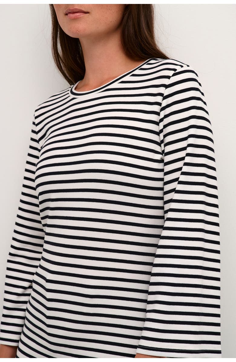 Kaffe Liddy Jersey Blouse, Alternate, color, Chalk/Black Stripe