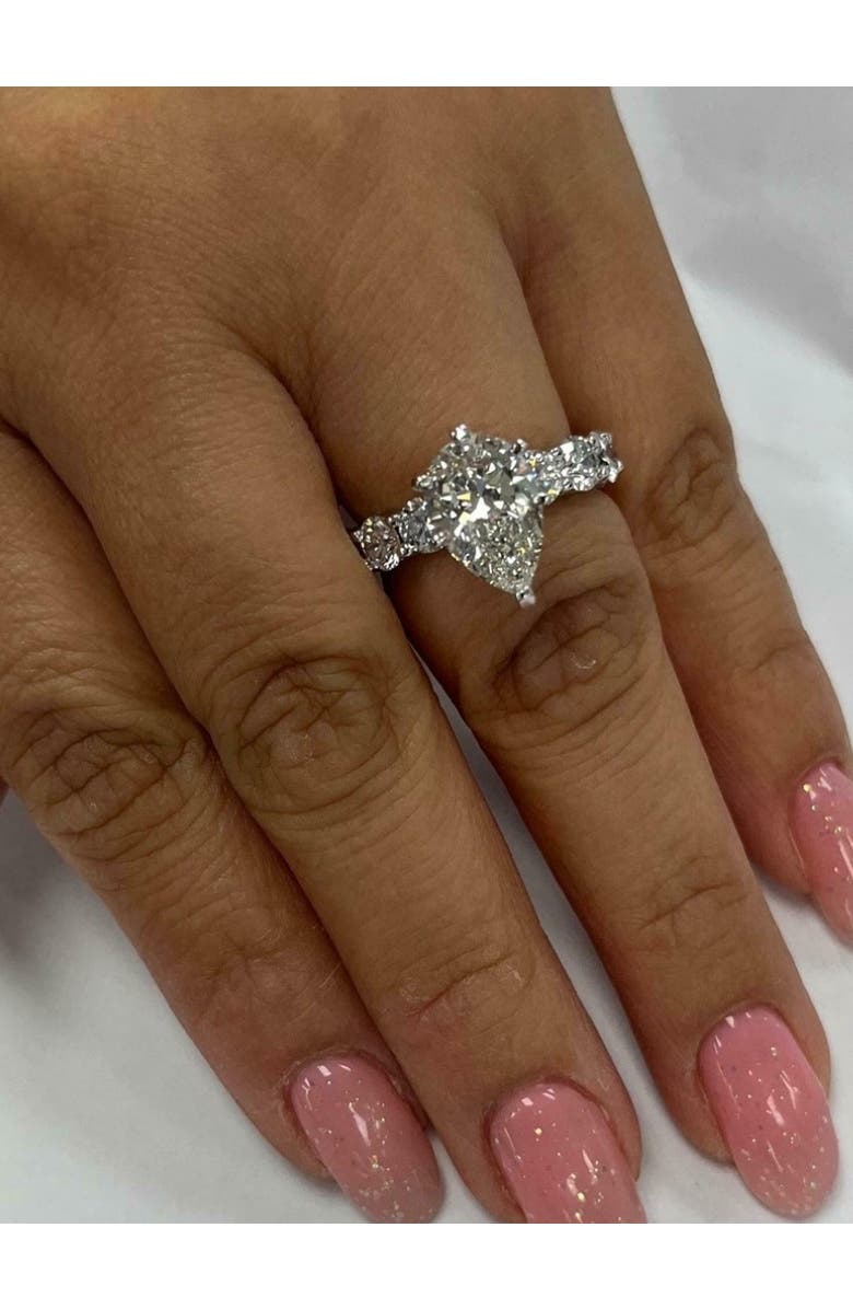 Bliss Diamond Certified 7.56Ct Pear Shape Diamond Eternity Engagement Ring 14k Gold Lab Grown, Alternate, color, 