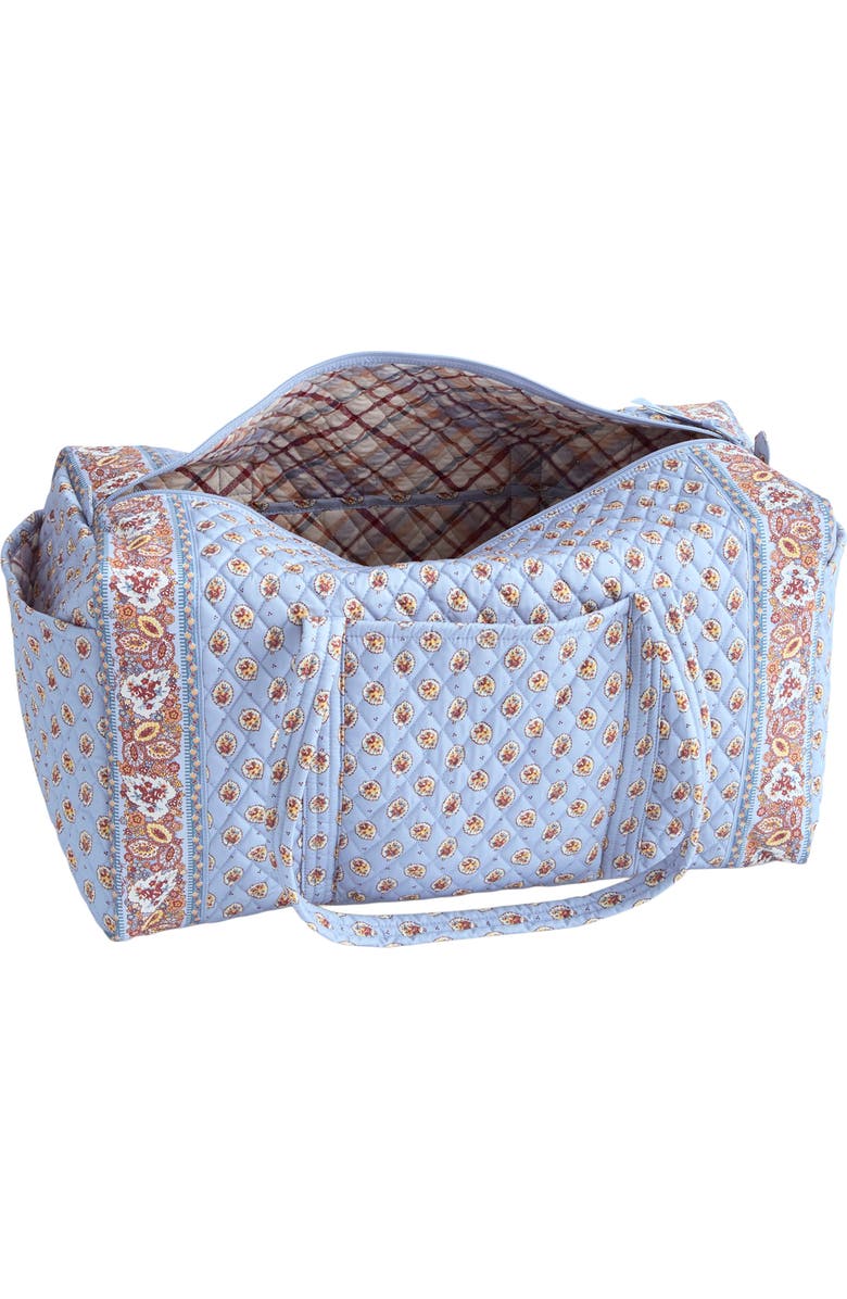 VERA BRADLEY Large Original Quilted Duffle Bag, Alternate, color, Blue Leaf