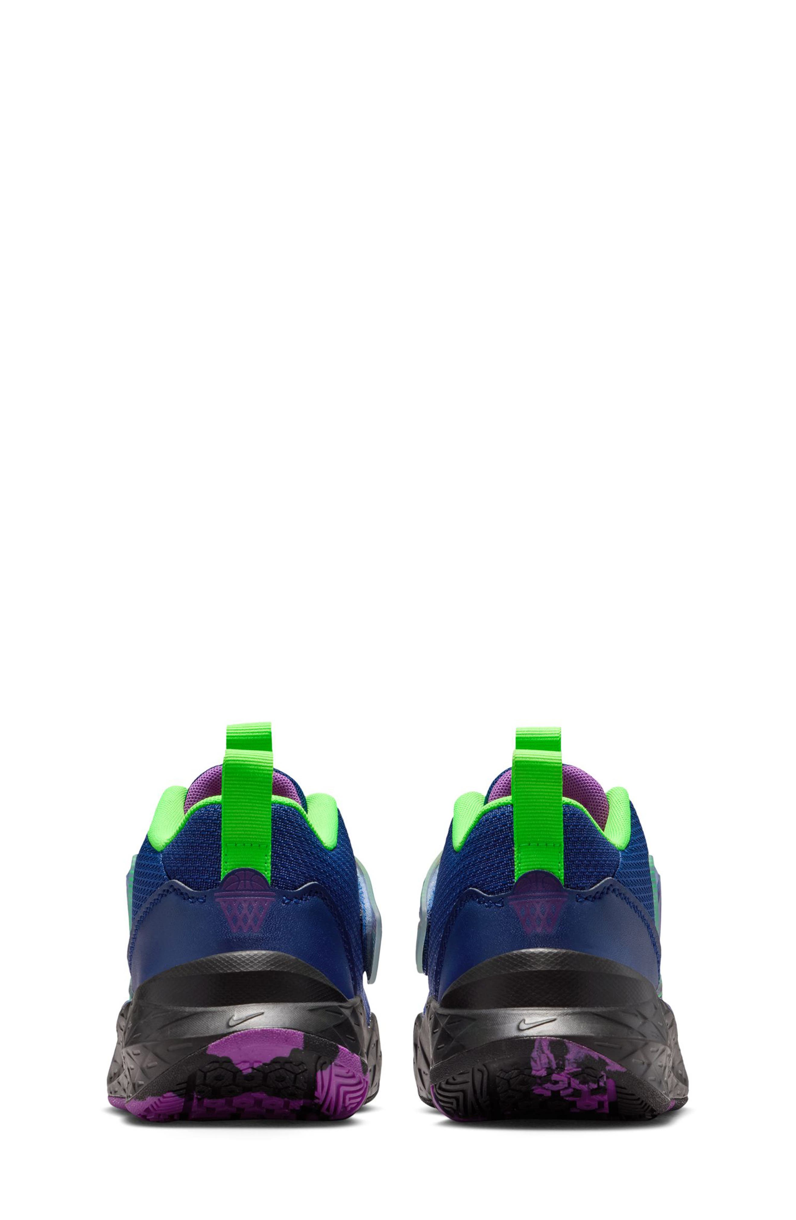 Nike Kids' Team Hustle D 12 Basketball Sneaker, Alternate, color, Blue Void/ Vivid Purple/ Black