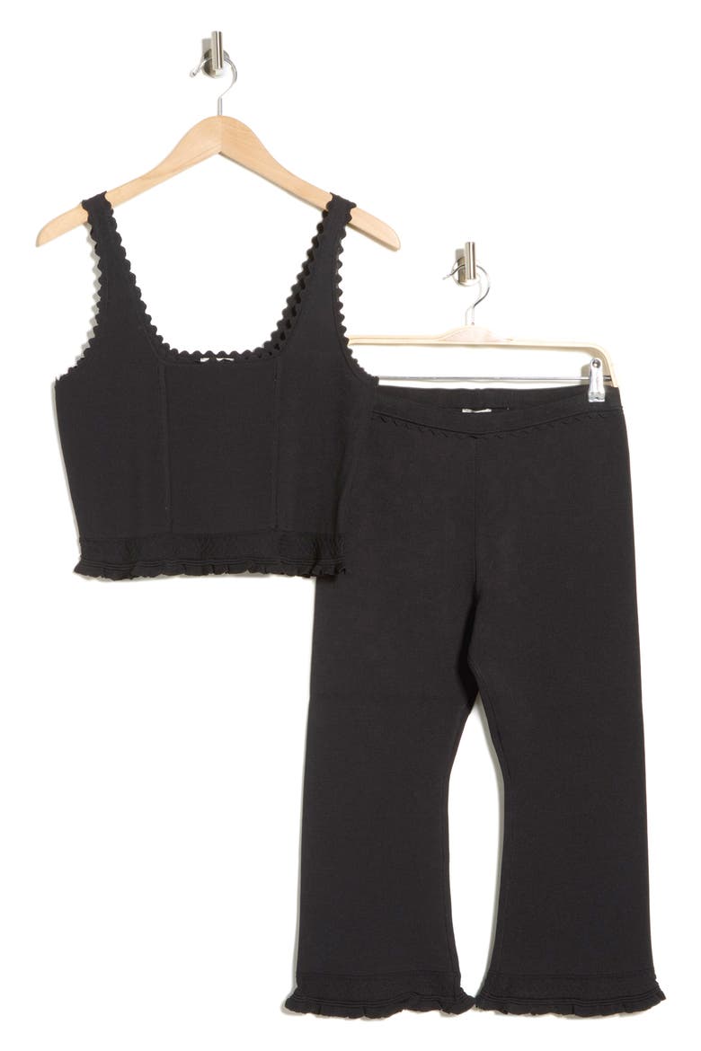 Scalloped Tank & Leggings Set, Alternate, color, BLACK