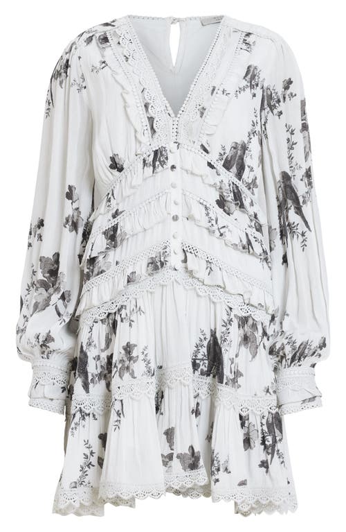 Allsaints Zora Ruffle Iona Floral Print Mini Dress