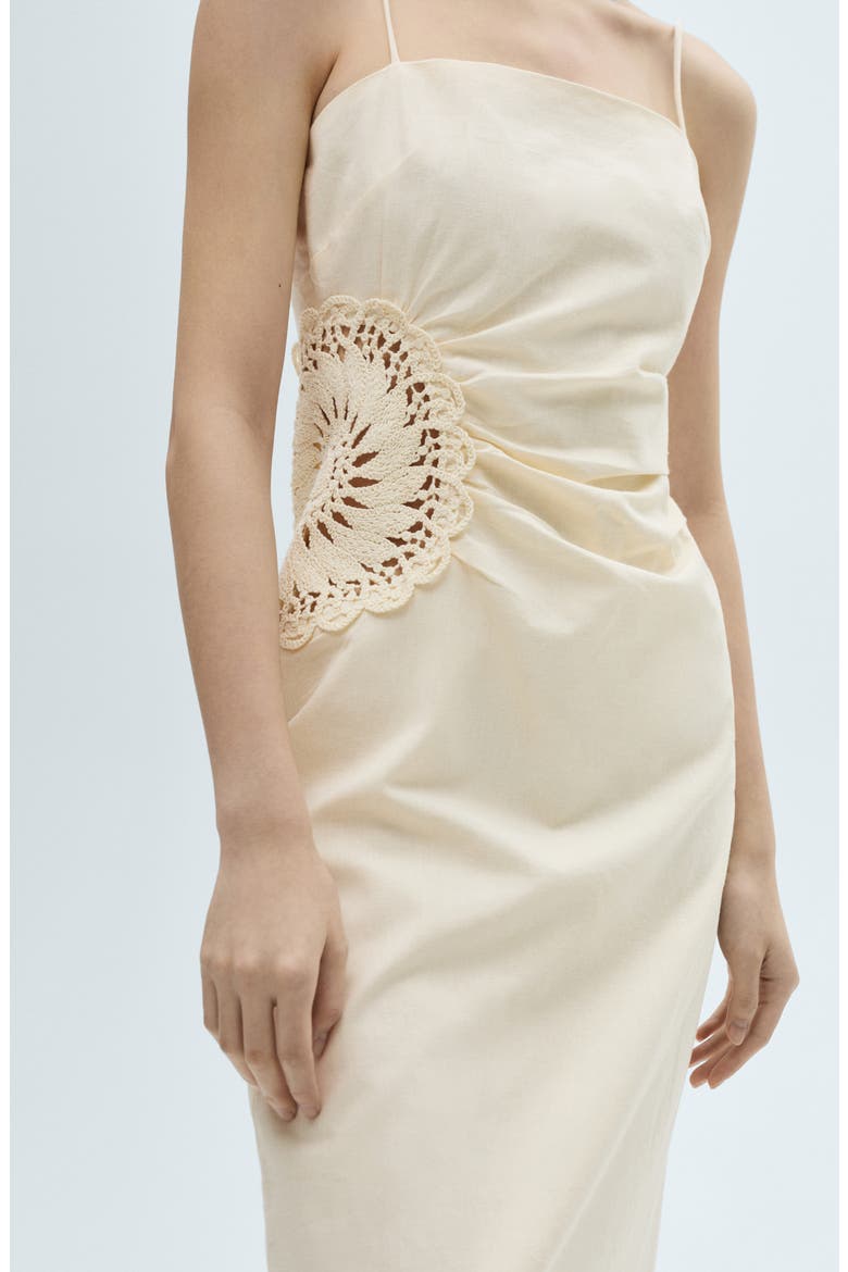 Floral Crochet Sleeveless Midi Dress, Alternate, color, ECRU