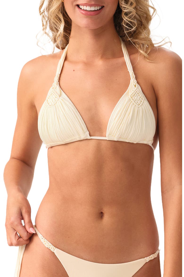 Mila Triangle Bikini Top, Main, color, CREAM