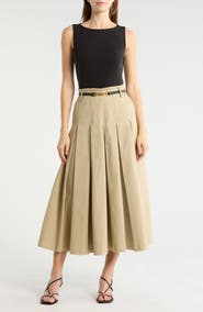 Avec Les Filles Mixed Media Pleated Dress