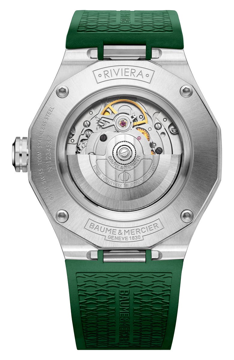 Baume & Mercier Riviera Automatic Rubber Strap Watch, 42mm, Alternate, color, 