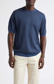 John Smedley Roderick Short Sleeve Merino Wool Crewneck Sweater